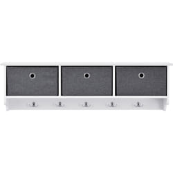 Helloshop26 - Appendiabiti da parete 30 x 100 x 20 cm bianco grigio argento