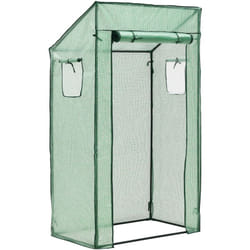 Helloshop26 - Serra per pomodori Marzano in acciaio e polietilene con porta e 2 finestre con cerniera 100 x 60 x 143 - 174 cm verde