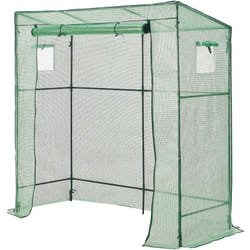 Helloshop26 - Serra per pomodori in acciaio e polietilene con porta e 2 finestre con cerniera 198 x 78 x 180 - 200 cm verde