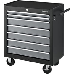 Carrello da officina per attrezzi con 7 cassetti 69 x 33 x 77,5 cm nero argento