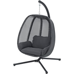 Helloshop26 - Seduta sospesa con struttura e cuscini grigio scuro
