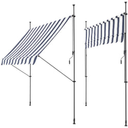 Tenda telescopica in acciaio poliestere 400 x 120 x 200-300 cm blu scuro bianco