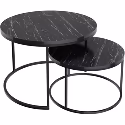 Set di 2 tavolini Questo set di tavolini originali e versatili si adatta perfettamente al tuo salotto, ad esempio, e ti fa ri ...
