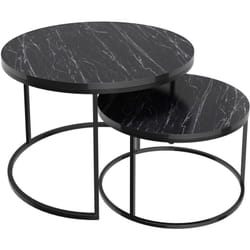 Helloshop26 - Set di 2 tavolini rotondi impilabili in marmo nero