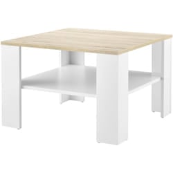 Tavolino da salotto 60 x 60 x 40 cm bianco e effetto rovere