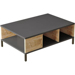 Tavolino con 3 vani portaoggetti 33 x 90 x 60 cm effetto rovere rustico/antracite