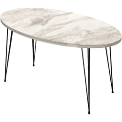 Tavolino ovale 43 x 90 x 50 cm marmo bianco nero