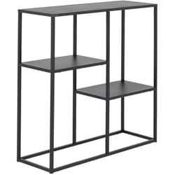 Consolle con 3 ripiani portaoggetti in acciaio 80 x 80 x 26 cm nero opaco