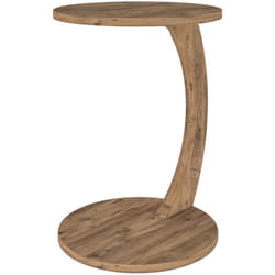 Helloshop26 - Tavolino rotondo su ruote 56 x 38 cm effetto legno
