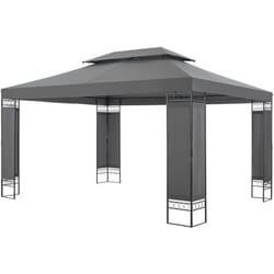 Gazebo da giardino Lanciano con struttura in acciaio 400 x 300 x 265 cm grigio scuro