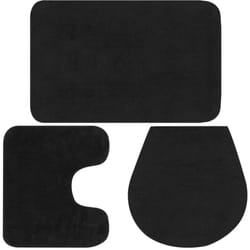 Set tappeto da bagno 3 pezzi in tessuto antracite