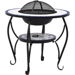Tavolo da camino in mosaico 68 cm in ceramica blu e bianca