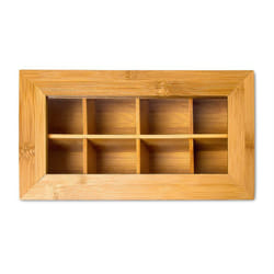 Helloshop26 - Scatola da tè in bambù 8 scomparti Scatola per bustine di tè da cucina sfusa 28 cm beige