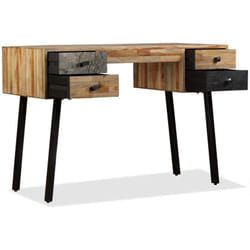 Tavolo da ufficio mobile da lavoro per computer in teak massello di recupero 110 cm