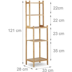 Mensola da bagno in bambù a 5 livelli 121 cm