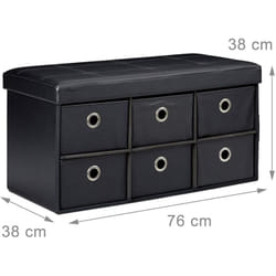 Contenitore panca con cassetti 76 cm nero