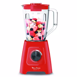 Moulinex Blendforce 2 Lm420, Frullatore da tavolo, 2 L, Funzione PULSE, Tritaghiaccio, 550 W, Rosso, Trasparente