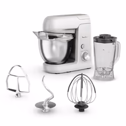 Moulinex Bake Partner Kitchen Machine, Potente planetaria da 1100 W QA521B25, 4,6 L, Acciaio inox, Bianco, Pulsanti, Manopola ...