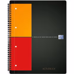 Oxford Activebook, Nero, A5, 80 fogli, Carta quadrettata