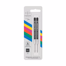 Parker Quinkflow, Nero, Medio, Nero, Acciaio inox, Penna con punta a sfera, Blister, 2 pz