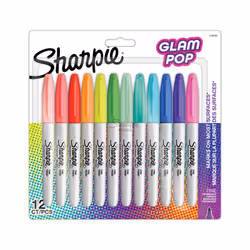 Sharpie 2198780, 12 pz, Blu, Verde, Arancione, Rosa, Viola, Rosso, Giallo, Punta sottile, Bianco, Rotondo, 1 mm