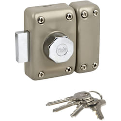 Yale Serratura per porta manopola/cilindro, apertura a bottone interno, chiave esterna, cilindro diametro 23 mm, lunghezza 50 mm, 5 perni - YV25BT-50