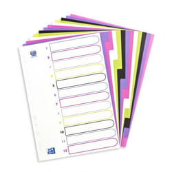 Oxford Ordnerregister myColour DIN A4 Vollformat blanko farbsortiert divisore Polipropilene (PP) Colori assortiti 12 pz