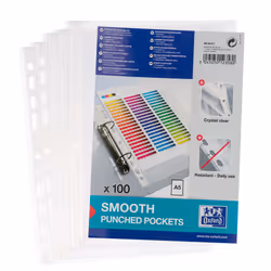 Oxford 400025671 foglio di protezione 150 x 210 mm (A5) Polipropilene (PP) 100 pz