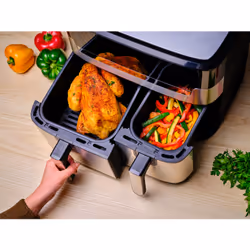 Tefal Dual Easy Fry & Grill EY905D Doppia 8,3 L Indipendente 2700 W Friggitrice ad aria calda Acciaio inox - Vista aggiuntiva 8