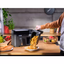 Tefal Dual Easy Fry & Grill EY905B Doppia 8,3 L Indipendente 2700 W Friggitrice ad aria calda Grigio - Vista aggiuntiva 4