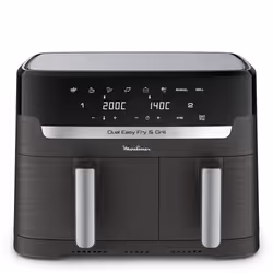 Moulinex Dual Easy Fry EZ905B20 friggitrice Doppia 8,3 L Indipendente 2450 W Friggitrice ad aria calda Carbonio, Grigio - Vista aggiuntiva 2