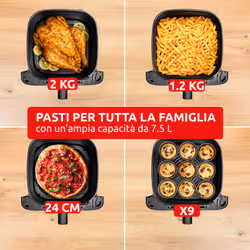 Moulinex Easy Fry Mega Compact EZ8618 Singolo 7,5 L Indipendente 2020 W Friggitrice ad aria calda Nero - Vista aggiuntiva 4