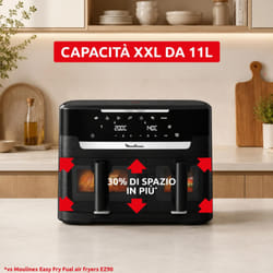 Moulinex Ever Fry XXL Dual, Friggitrice Ad Aria Doppia, Capacità 11L, Cottura Sincronizzata, Tecnologia Infra Heat,