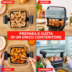 Moulinex Crisp&Go, Friggitrice Ad Aria In Vetro Portatile, 1.4 L E 3.8 L, 4 Modalità - Vista aggiuntiva 3