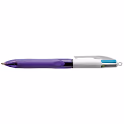 BIC 4 Colours Grip, Fermaglio, Penna a sfera retrattile a clip, Ricaricabile, Blu, Verde, Rosa, Viola, 12 pz, Medio