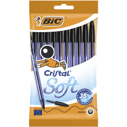 BIC Cristal Soft, Penne Nere a Sfera (Punta Media 1.2mm), Confezione da 10