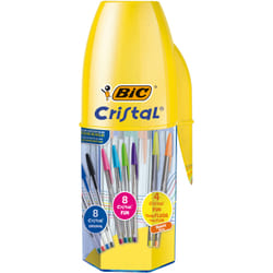 BIC Cristal Original e FUN, Penne a Sfera (Punta 1mm, 1.6mm), Colori Assortiti, Barattolo 8+12