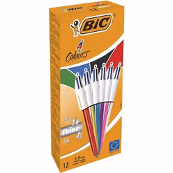 BIC 4 Colours Shine, Fermaglio, Penna a sfera retrattile a clip, Ricaricabile, Nero, Blu, Verde, Rosso, 12 pz, Medio