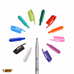 BIC 964893 marcatore Medio Nero, Blu, Verde, Grigio, Azzurro, Verde chiaro, Arancione, Rosa, Viola, Rosso 12 pz - Vista aggiuntiva 6