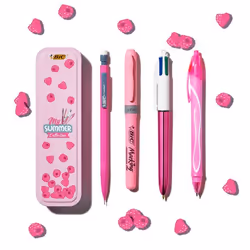 BIC Summer Pink Box, Fermaglio, Penna a sfera retrattile a clip, Ricaricabile, Nero, Blu, Verde, Rosso, 5 pz