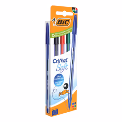 BIC Cristal Soft Nero, Blu, Verde, Rosso Penna a sfera Medio 4 pz - Vista aggiuntiva 2