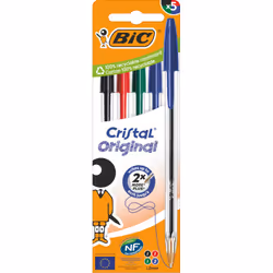 BIC 516346, Penna a sfera, Ricaricabile, Nero, Blu, Verde, Rosso, 5 pz, Medio