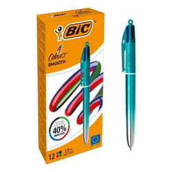 BIC Colors Smooth Nero, Blu, Verde, Rosso Penna a sfera retrattile girevole Medio 12 pz