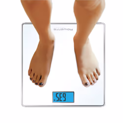 Rowenta Classic BS1501 , bilancia pesapersone elettronica, 31x31 cm, fino a 160 Kg con graduazione di precisione ogni 100g, spessore di 22 mm, batterie incluse, vetro temperato, bianco - Vista aggiuntiva 4