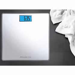 Rowenta Classic BS1501 , bilancia pesapersone elettronica, 31x31 cm, fino a 160 Kg con graduazione di precisione ogni 100g, spessore di 22 mm, batterie incluse, vetro temperato, bianco - Vista aggiuntiva 7