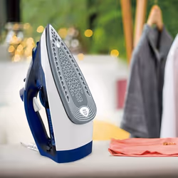 Tefal FV2838 Ferro da stiro a secco e a vapore Piastra Cerilium 2400 W Blu, Bianco - Vista aggiuntiva 5