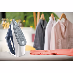 Tefal Express Steam FV2837 Ferro da stiro a secco e a vapore Piastra Cerilium 2400 W Blu, Grigio, Bianco