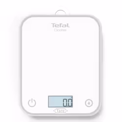Tefal Optiss BC50U0, Bilancia da cucina elettronica, 5 kg, 0,5 g, Bianco, Vetro temperato, Vetro