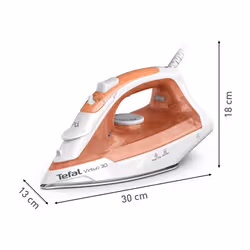 Tefal Virtuo 30 FV2C40E0 ferro da stiro Ferro da stiro a secco e a vapore Piastra in Ceramica 2000 W Pesca, Bianco - Vista aggiuntiva 6
