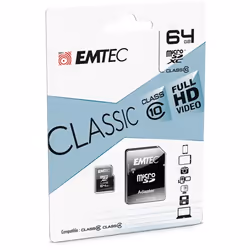 Emtec Micro SDHC ECMSDM64GXC10CG 64 GB MicroSDHC Classe 10